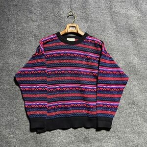 Vintage Capello Sweater Mens 54 Multi Color Geometric Tribal Knit Retro Canada‎